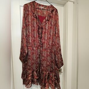 Elegant Paisley Red Dress